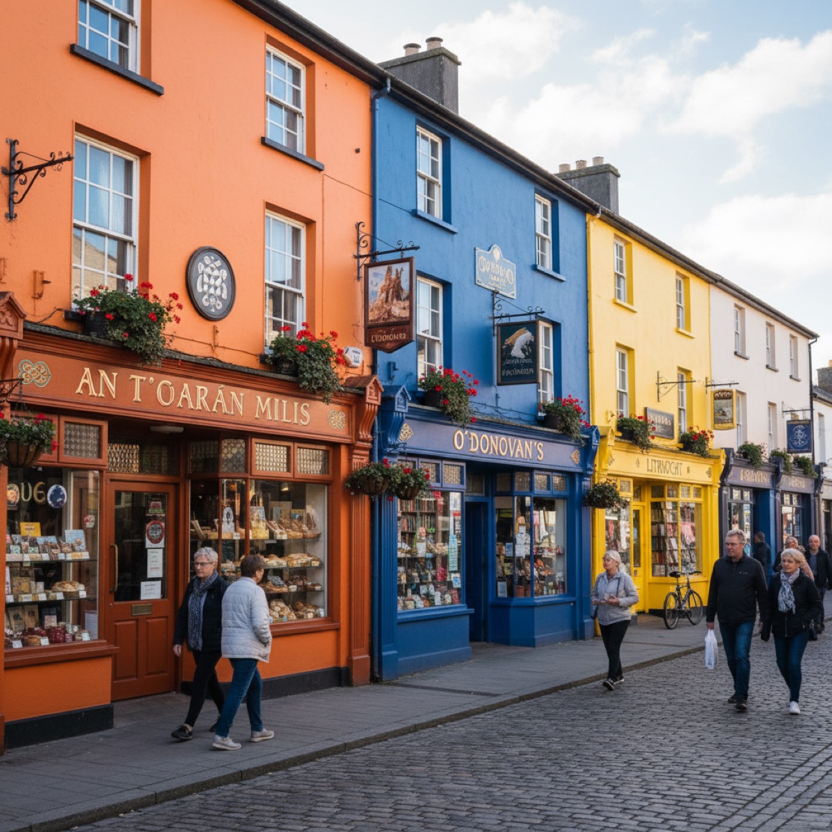 Colourful traditional shopfronts in Clonakilty, West Cork, Ireland